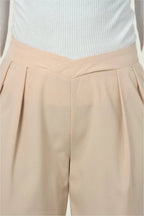 High-Waisted Pleated Wide-Leg Trousers – Neutral Tones