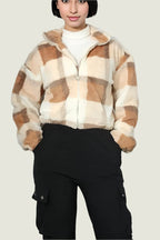 Women's Checkered Fleece Zip-Up Jacket