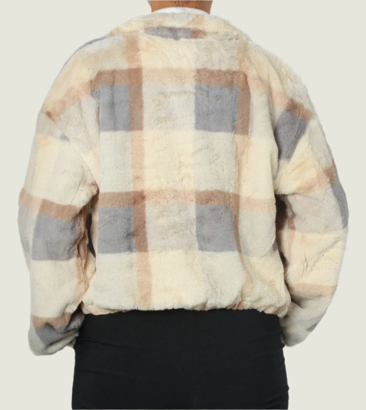 Women's Checkered Fleece Zip-Up Jacket