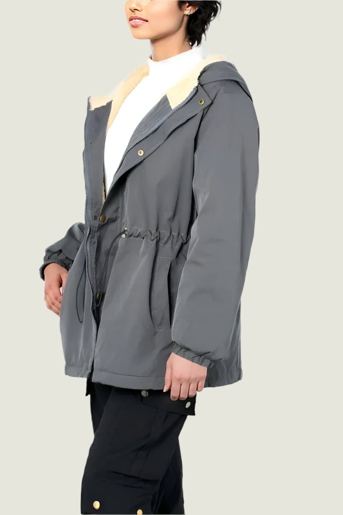 Water-Resistant Hooded Winter Jacket with Fleece Lining