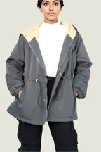Water-Resistant Hooded Winter Jacket with Fleece Lining