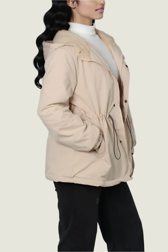 Water-Resistant Hooded Winter Jacket with Fleece Lining