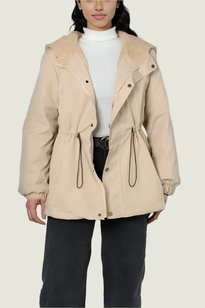 Water-Resistant Hooded Winter Jacket with Fleece Lining