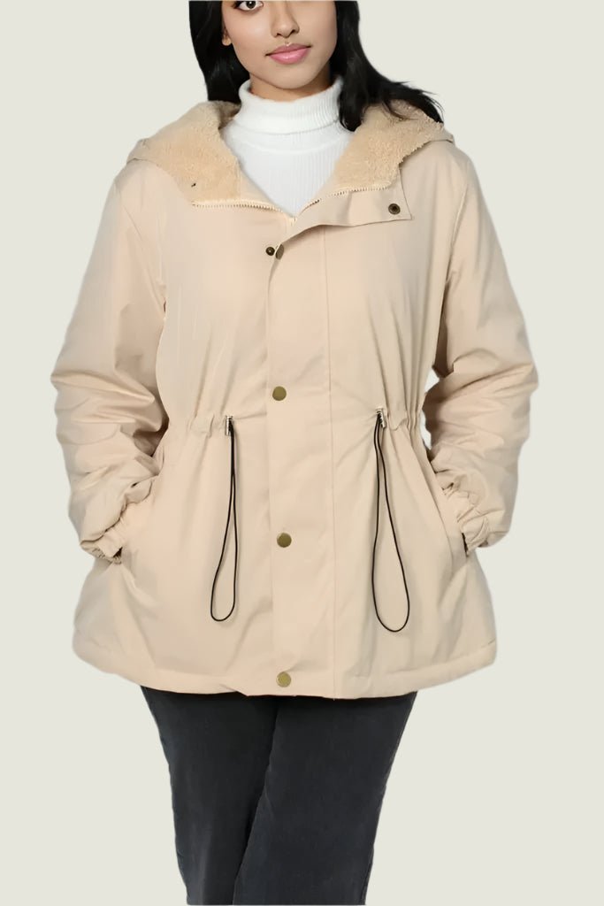 Water-Resistant Hooded Winter Jacket with Fleece Lining