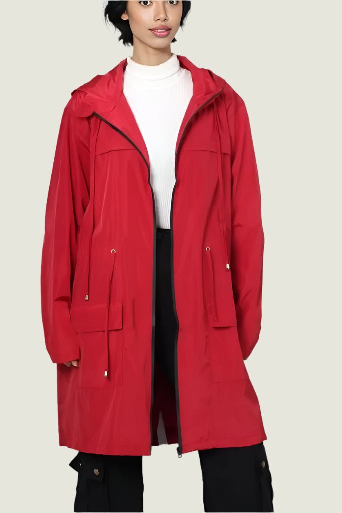 Lightweight Zip-Up Windbreaker Jacket with Drawstring Waist