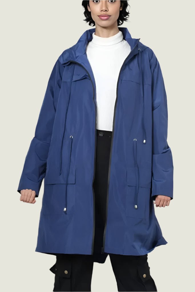 Lightweight Zip-Up Windbreaker Jacket with Drawstring Waist