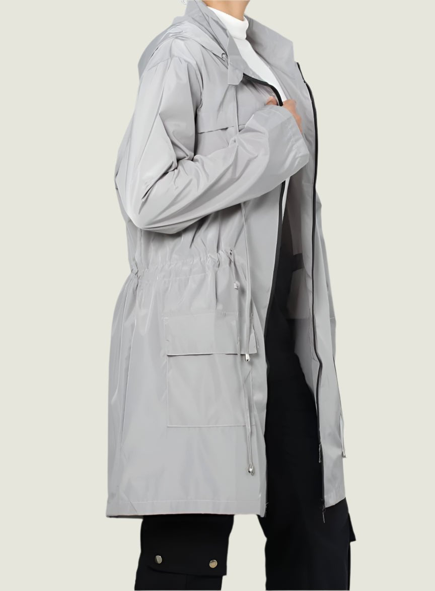 Lightweight Zip-Up Windbreaker Jacket with Drawstring Waist