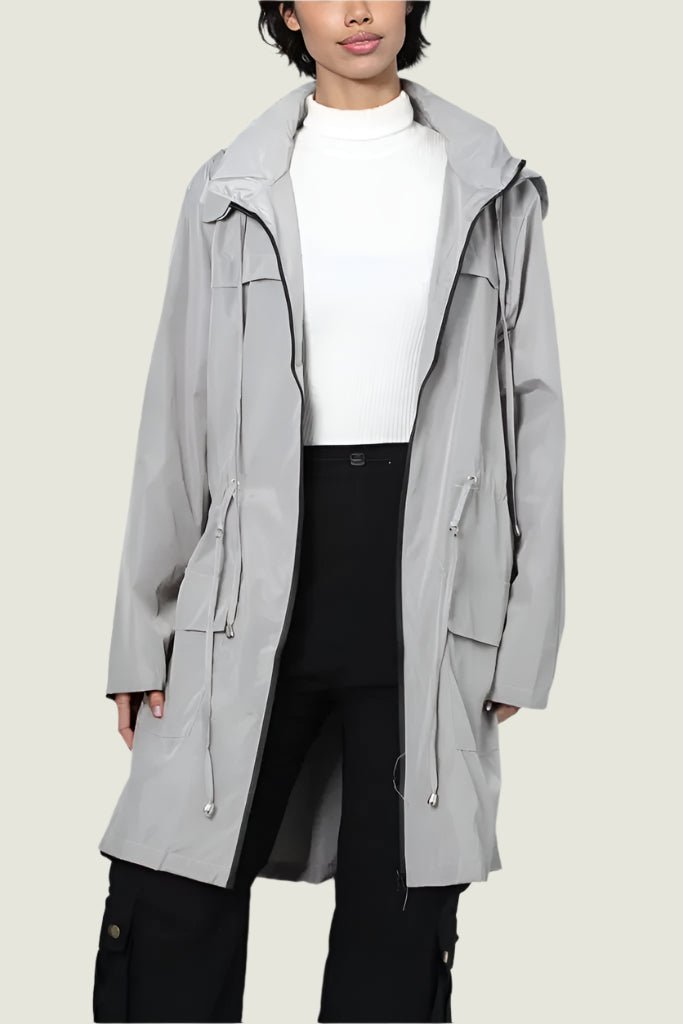 Lightweight Zip-Up Windbreaker Jacket with Drawstring Waist