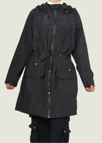 Lightweight Zip-Up Windbreaker Jacket with Drawstring Waist