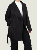 Chic Camel Drape Coat with Belt