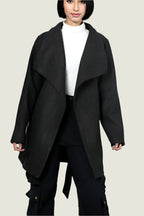 Chic Camel Drape Coat with Belt