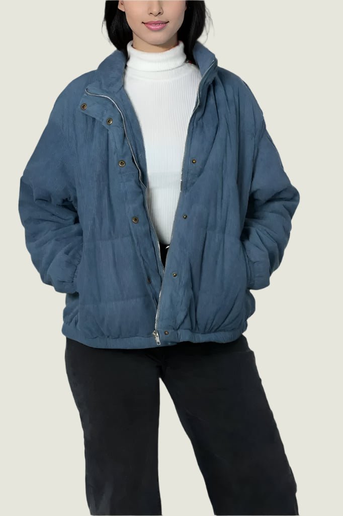 Quilted Corduroy Puffer Jacket Curve for Winter