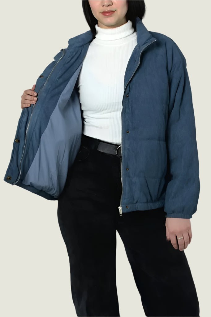 Quilted Corduroy Puffer Jacket Curve for Winter
