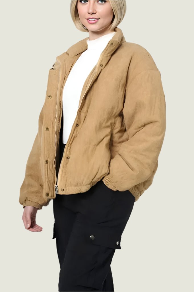 Quilted Corduroy Puffer Jacket Curve for Winter