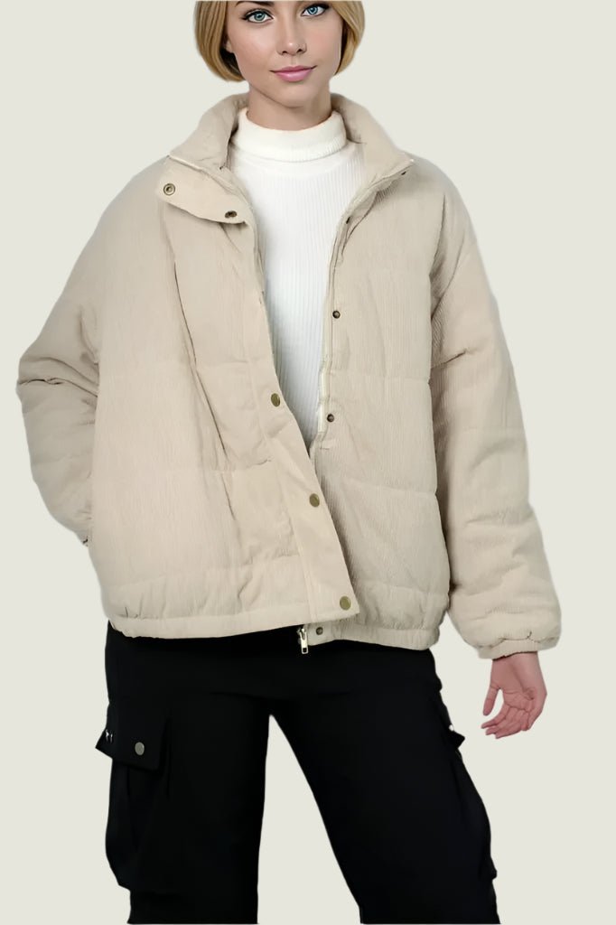 Quilted Corduroy Puffer Jacket Curve for Winter