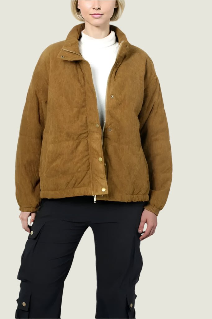 Quilted Corduroy Puffer Jacket Curve for Winter