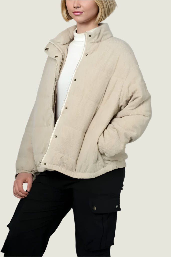 Quilted Corduroy Puffer Jacket Curve for Winter