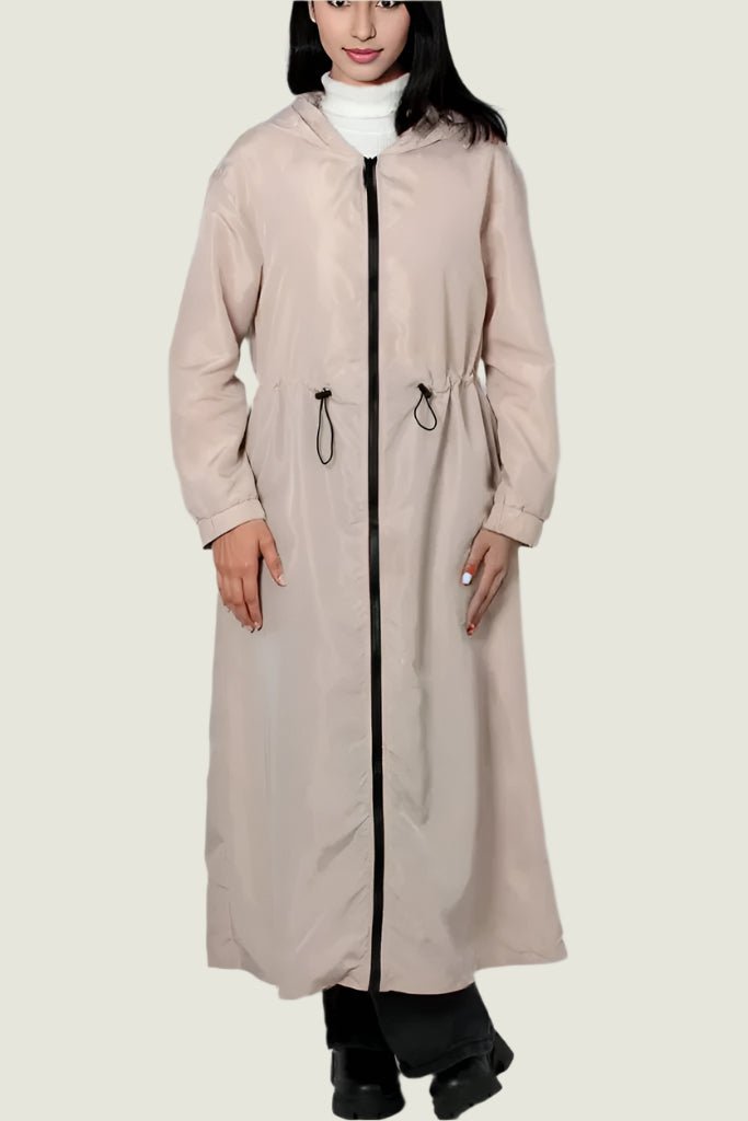 Long Hooded Windbreaker Coat –  Lightweight Jacket