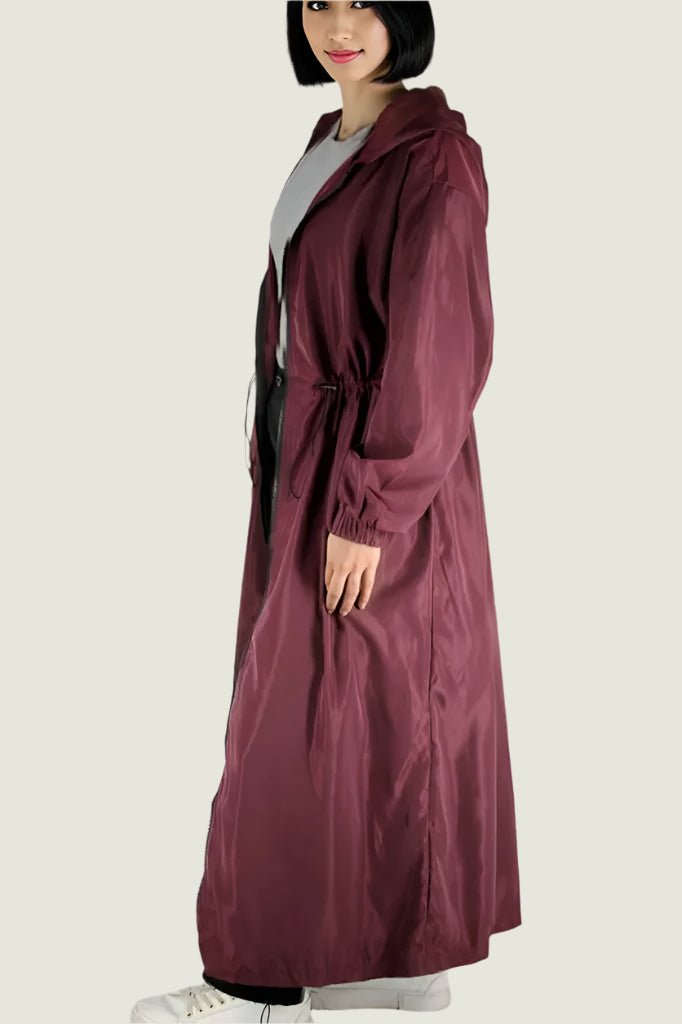 Long Hooded Windbreaker Coat Curve –  Lightweight Jacket