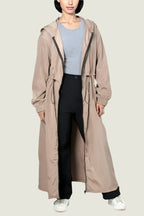 Long Hooded Windbreaker Coat Curve –  Lightweight Jacket