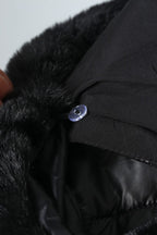 Shiny Puffer Jacket with Detachable Fur on Hood