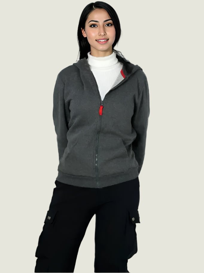 Classic Zip-up  Hoodie With Drawstring Hood