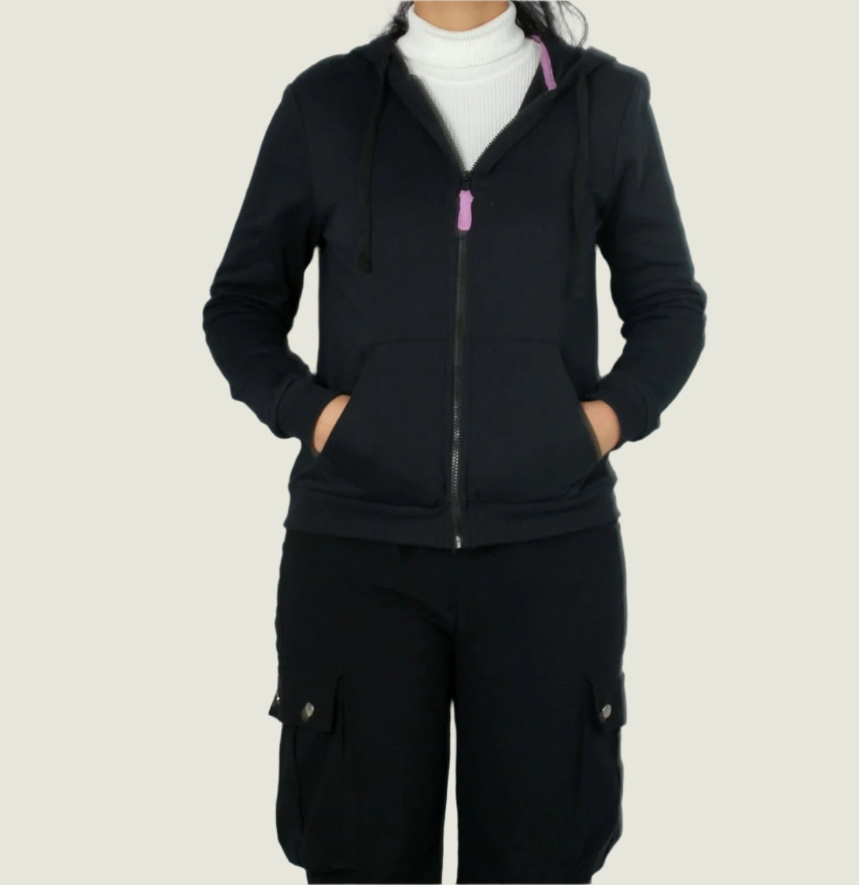 Classic Zip-up  Hoodie With Drawstring Hood