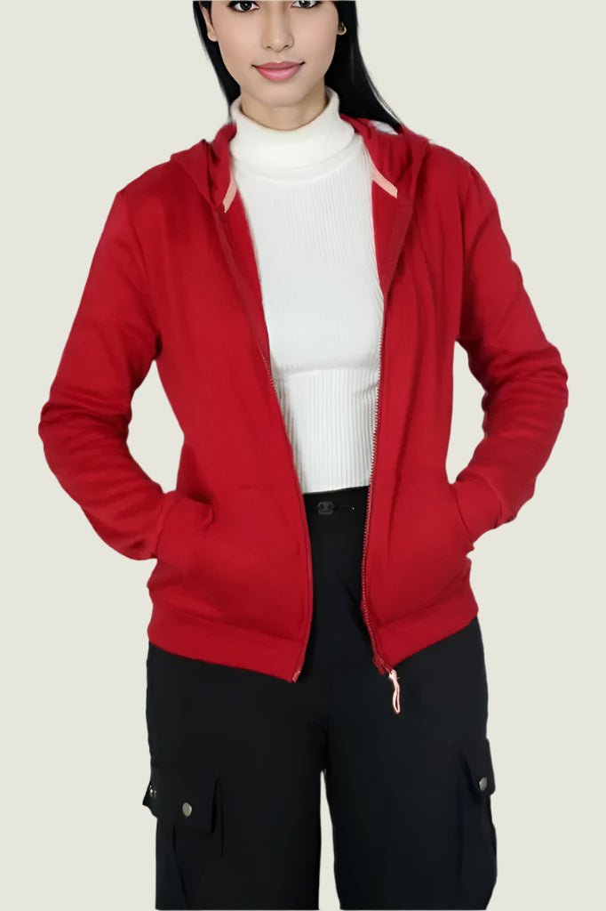 Classic Zip-up  Hoodie With Drawstring Hood