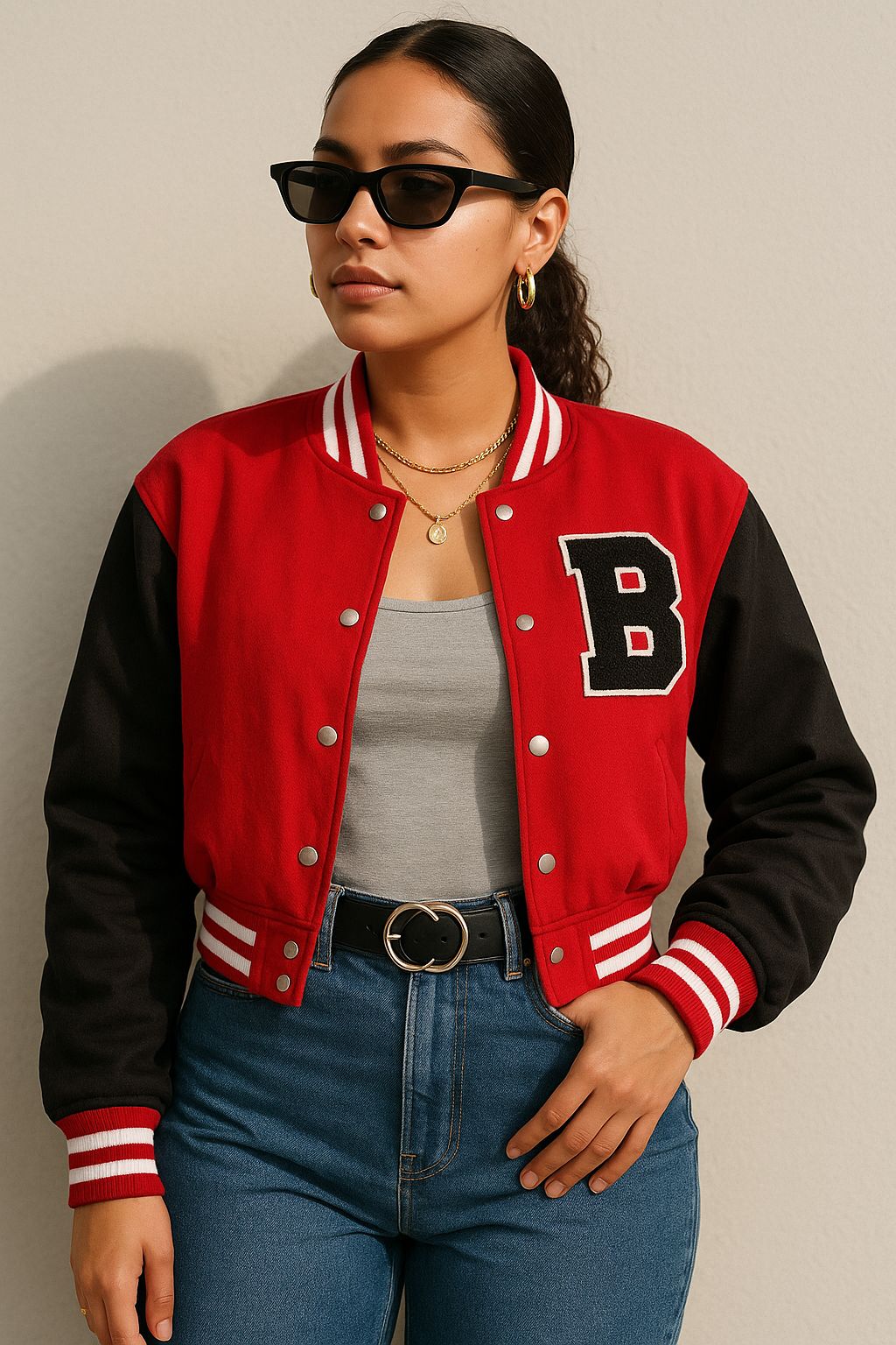 Cropped Baseball Alphabet Jacket
