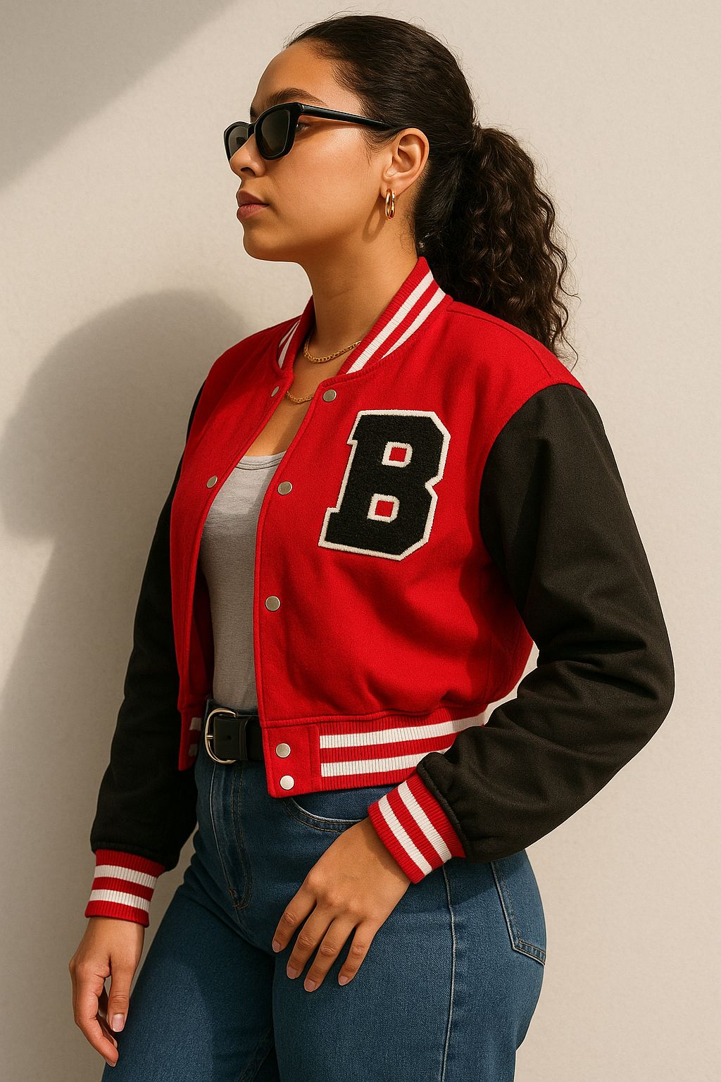 Cropped Baseball Alphabet Jacket