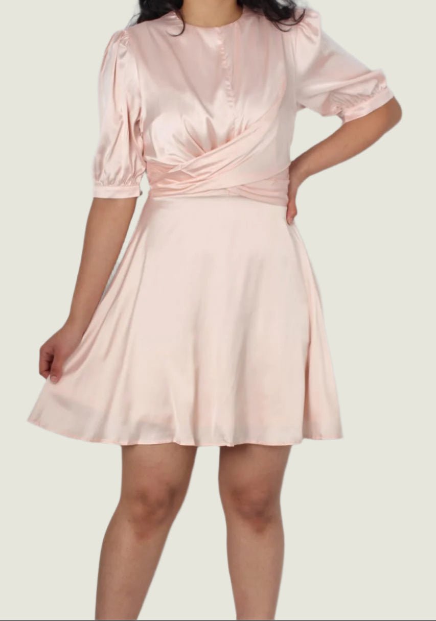 Blush Drape Satin Mini Dress
