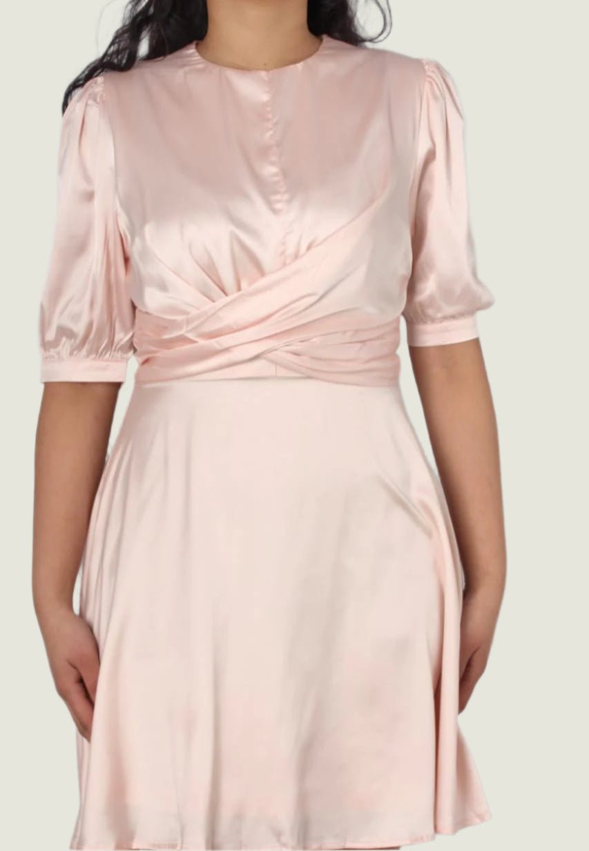Blush Drape Satin Mini Dress