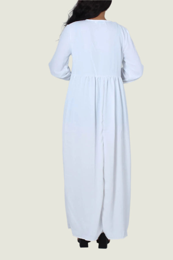 Round Neck Button-Up Maxi Dress – Classic, Elegant & Chic Style