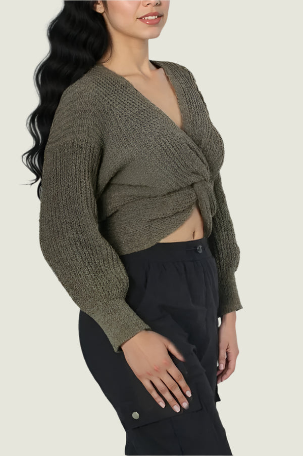 Rustic Twist Knit Crop Top Jersey