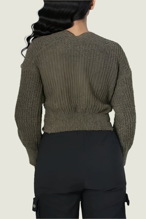 Rustic Twist Knit Crop Top Jersey