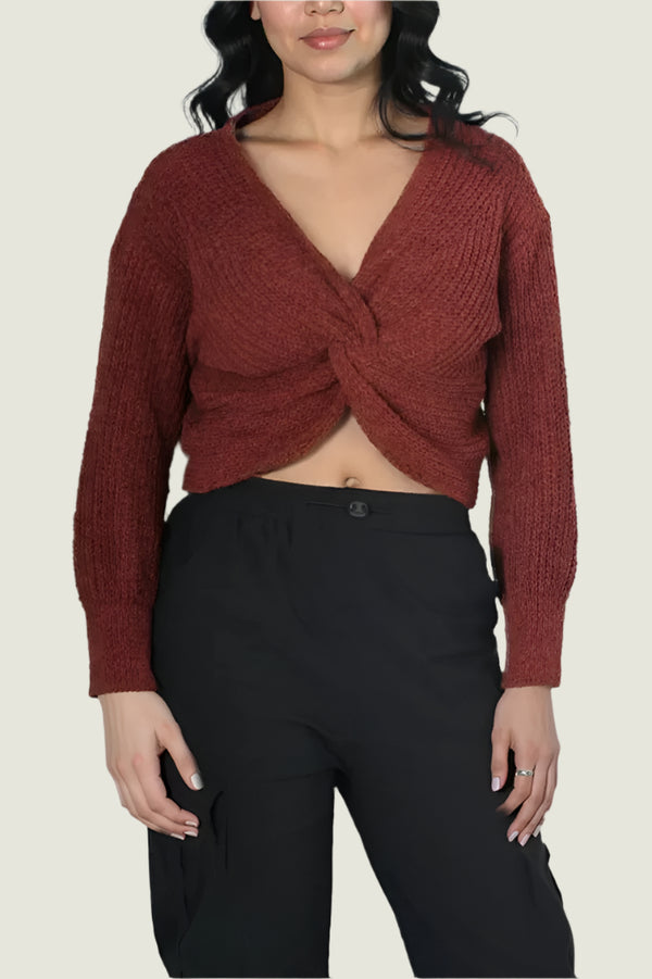 Rustic Twist Knit Crop Top Jersey