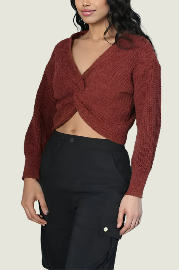 Rustic Twist Knit Crop Top Jersey