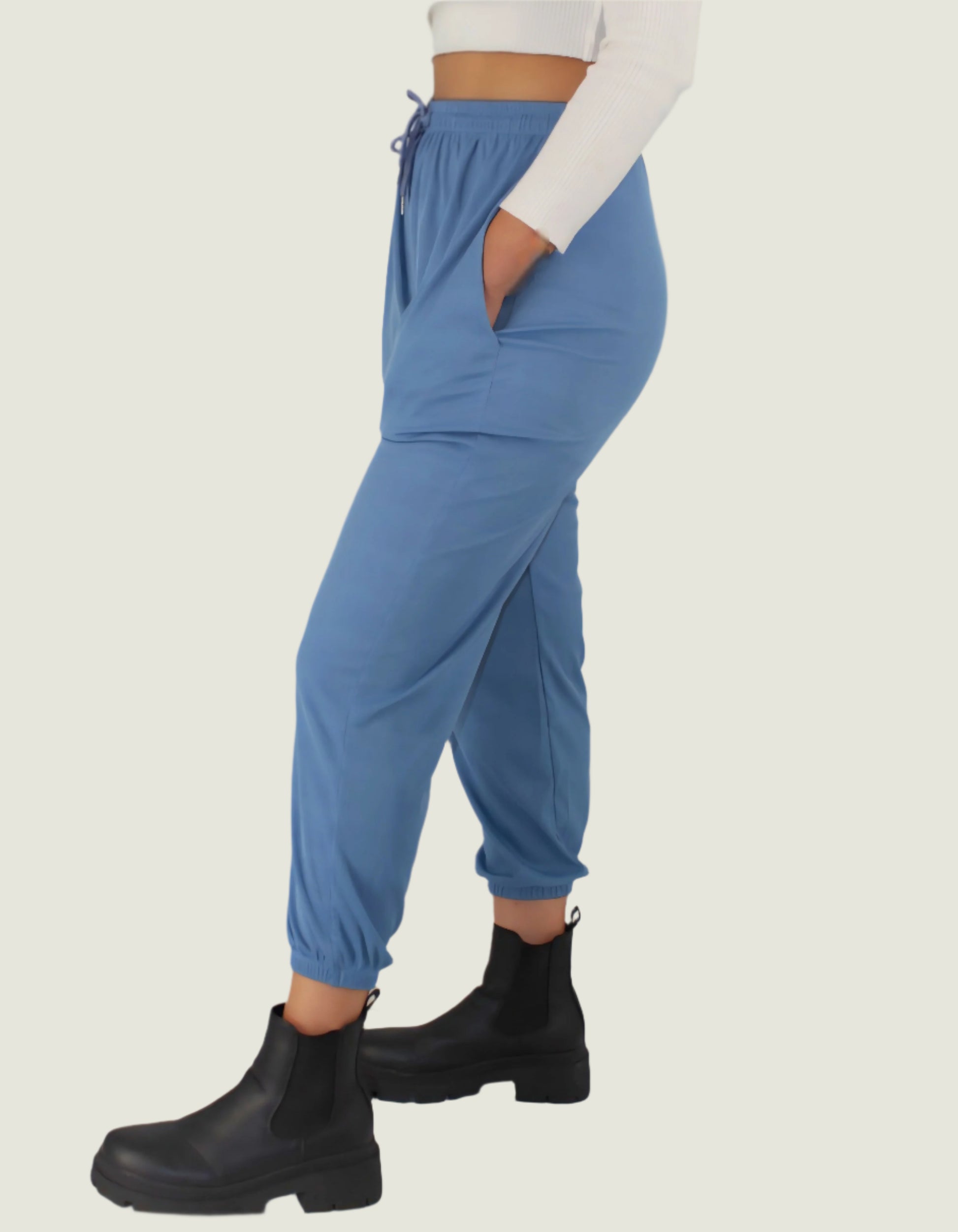 Ribbed Knitted Elastic Waist Pants