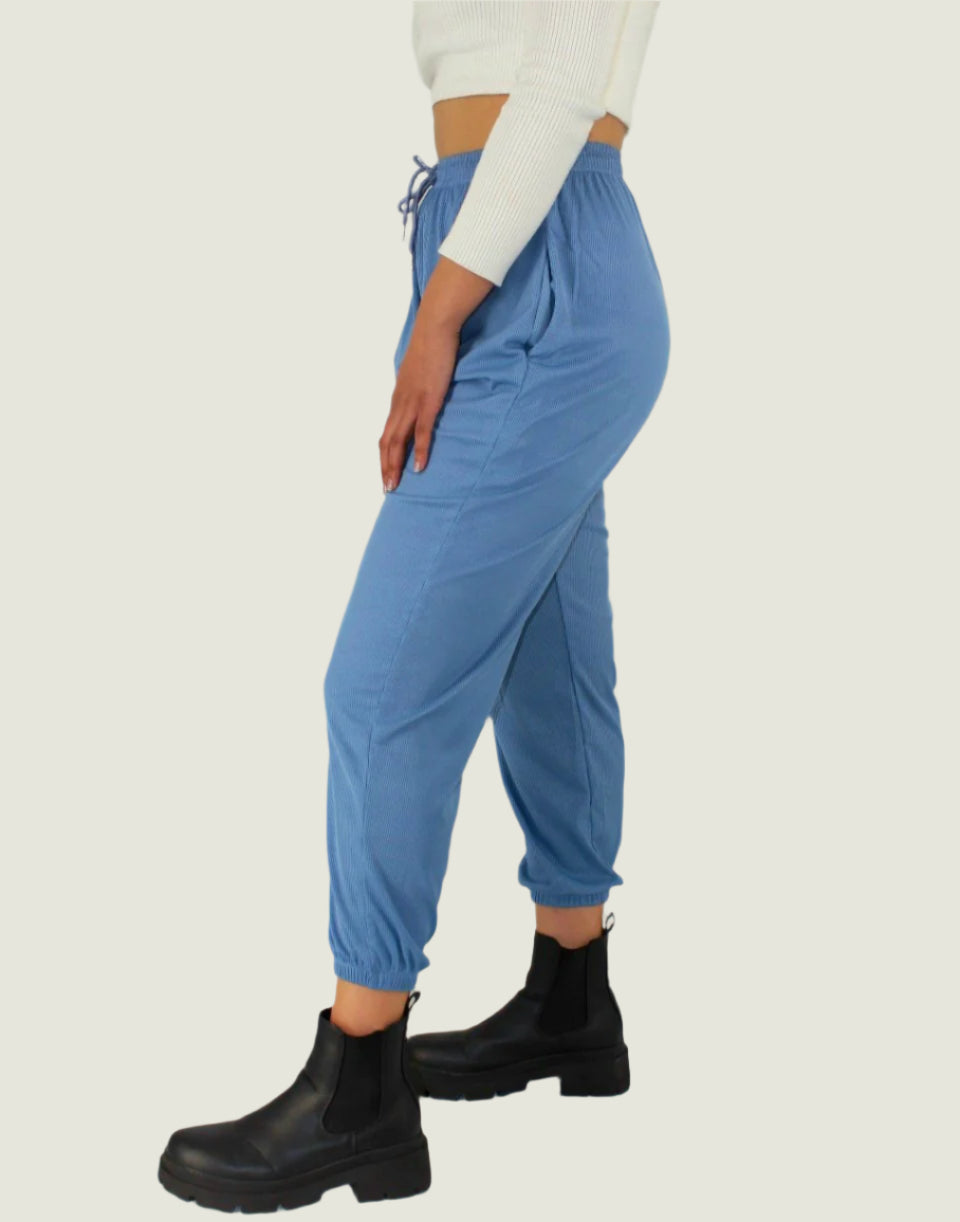 Ribbed Knitted Elastic Waist Pants
