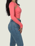 Y2K Solid Crop Top With Cami Top 2pc