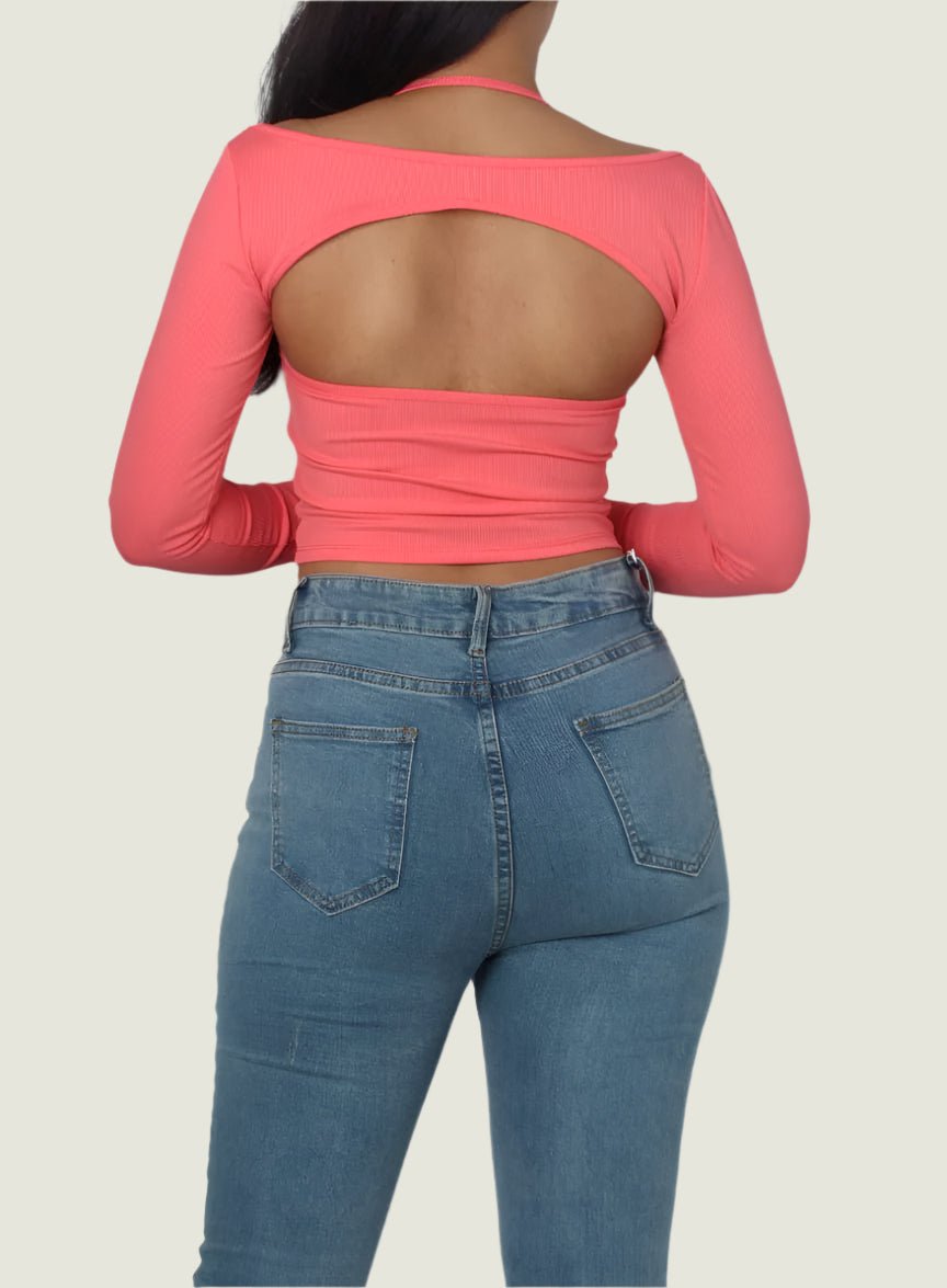 Y2K Solid Crop Top With Cami Top 2pc