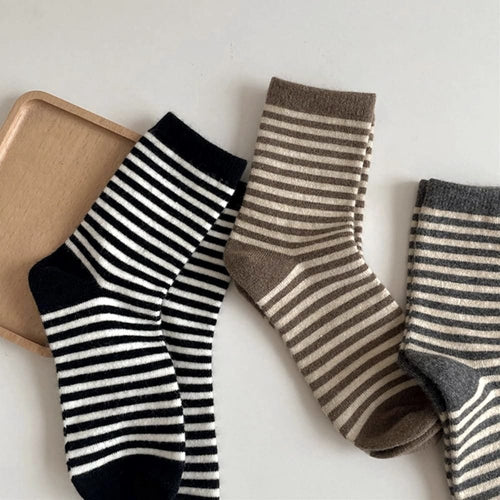 Trendy Striped Quarter Socks 3 Pairs