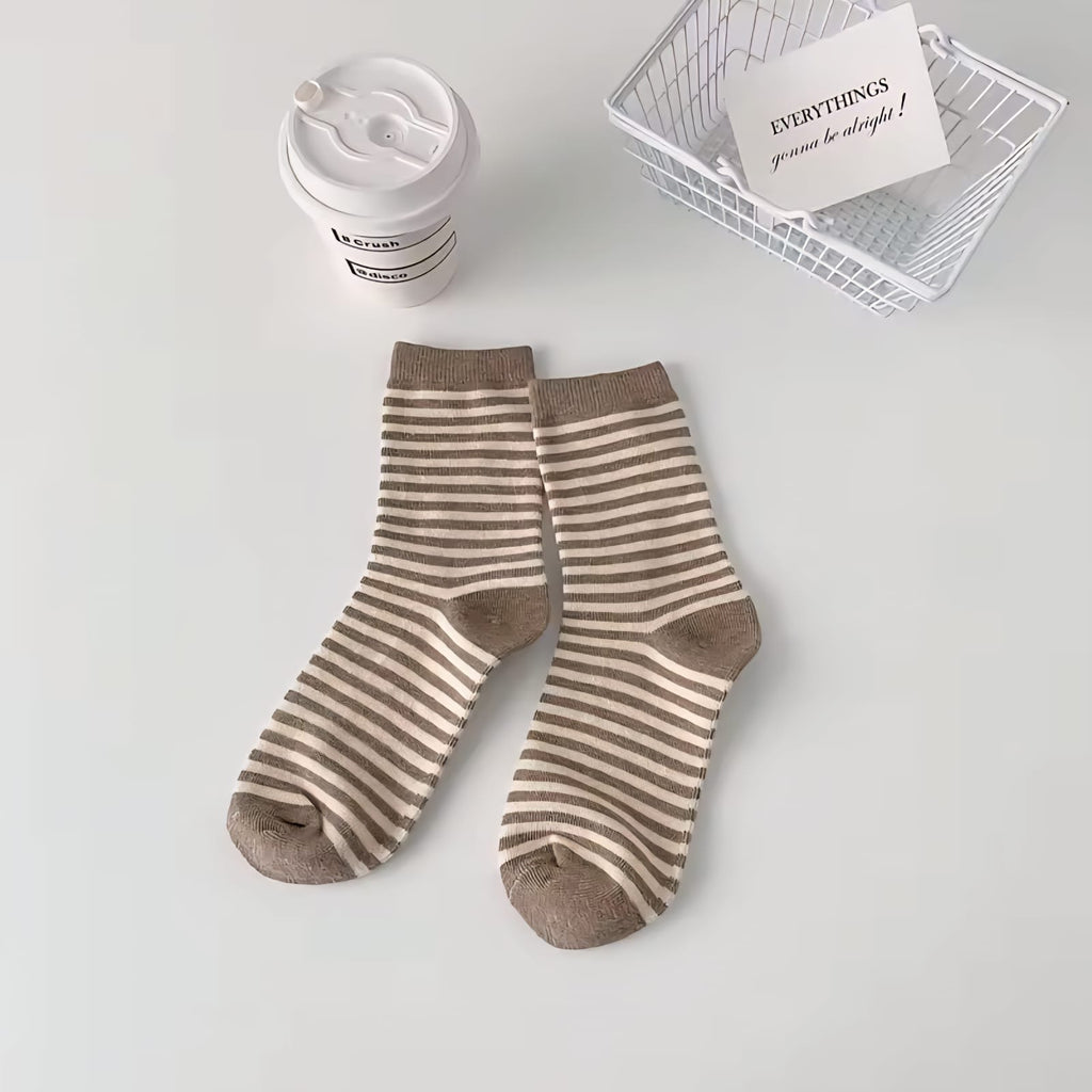 Trendy Striped Quarter Socks 3 Pairs