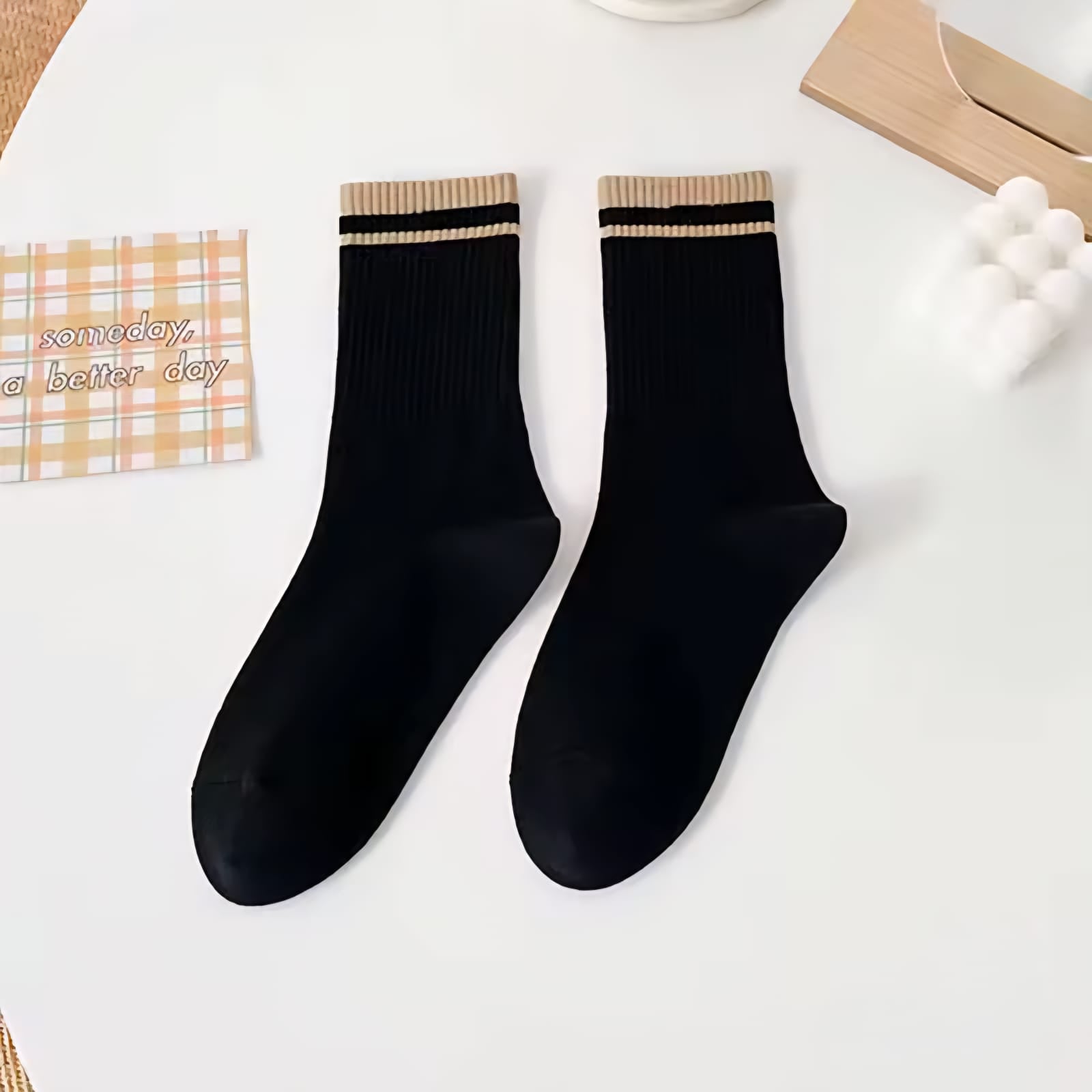 Top Striped Quarter Socks 3 Pair