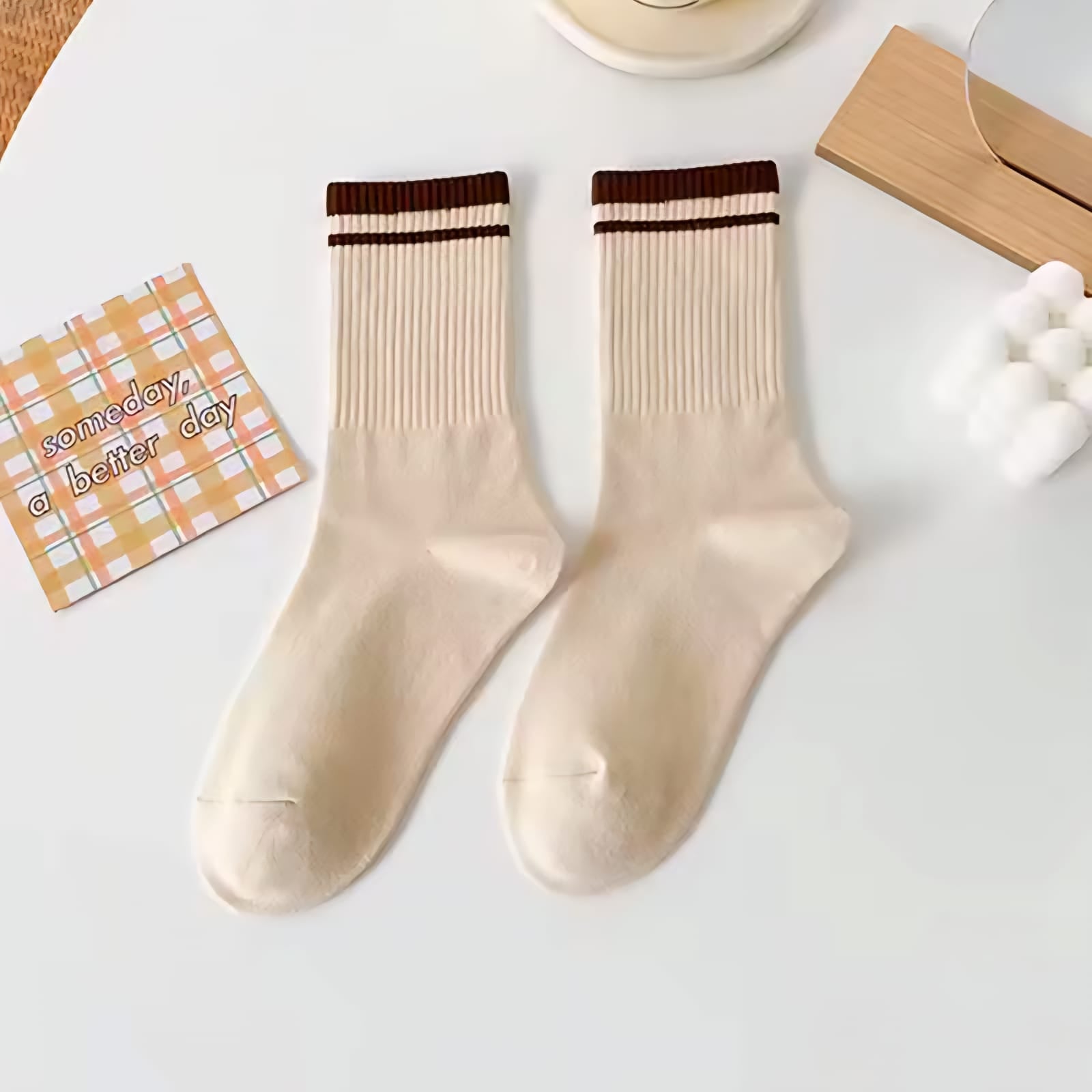 Top Striped Quarter Socks 3 Pair
