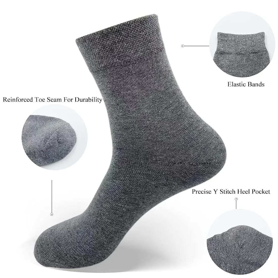 Solid Grey Quarter Length Socks - Comfortable Everyday Wear – 1 Pair