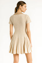 Striped Pleated Mini Dress – Fit and Flare Casual Party Style