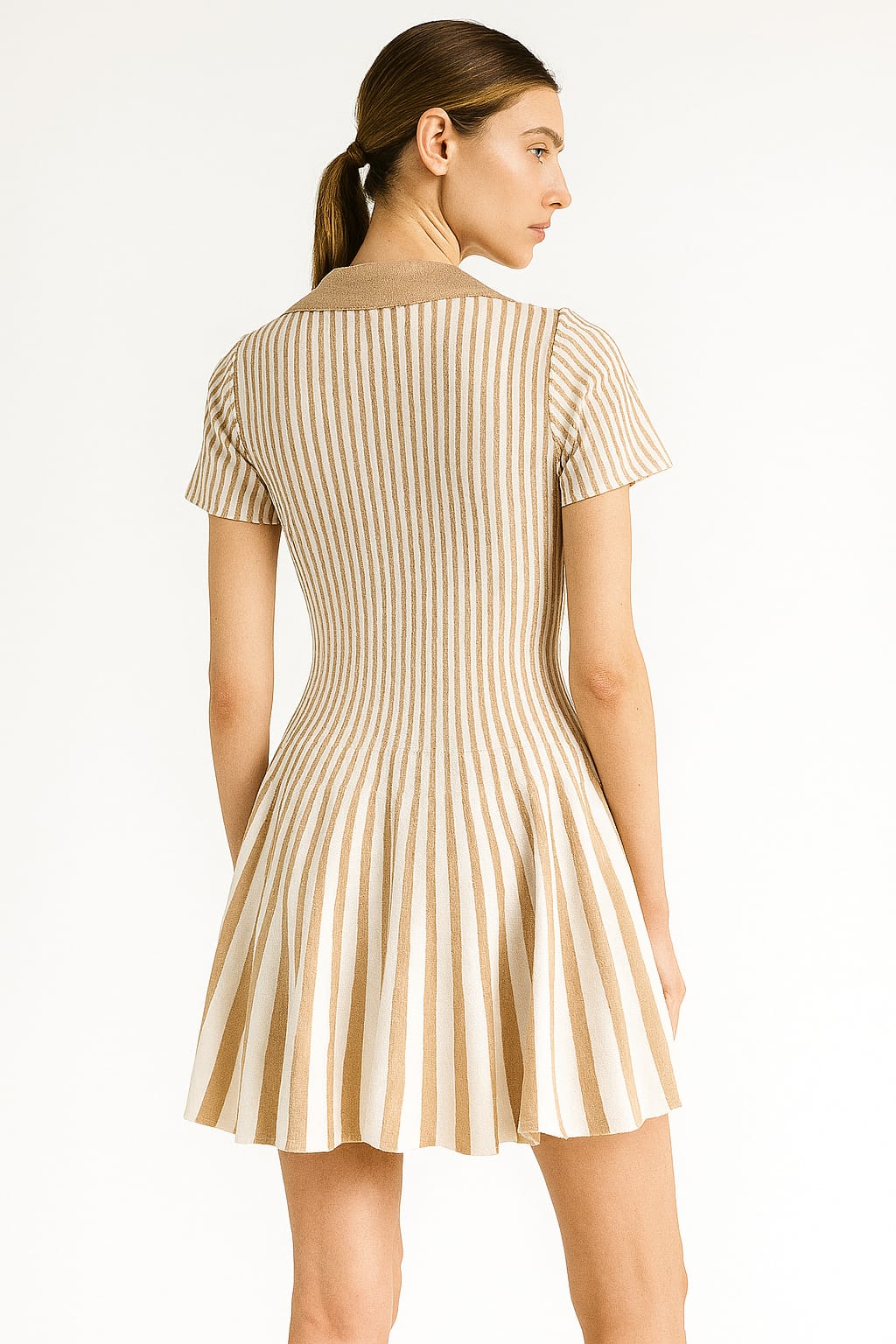Striped Pleated Mini Dress – Fit and Flare Casual Party Style