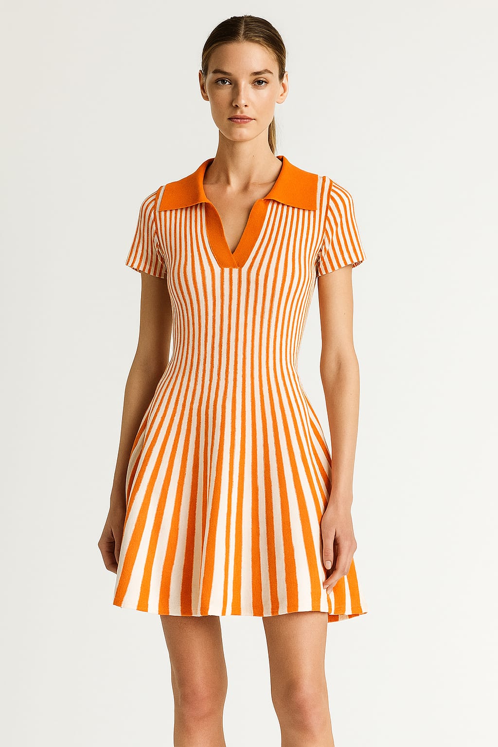 Striped Pleated Mini Dress – Fit and Flare Casual Party Style