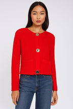 Chunky Knit Button Cardigan with Front Pockets